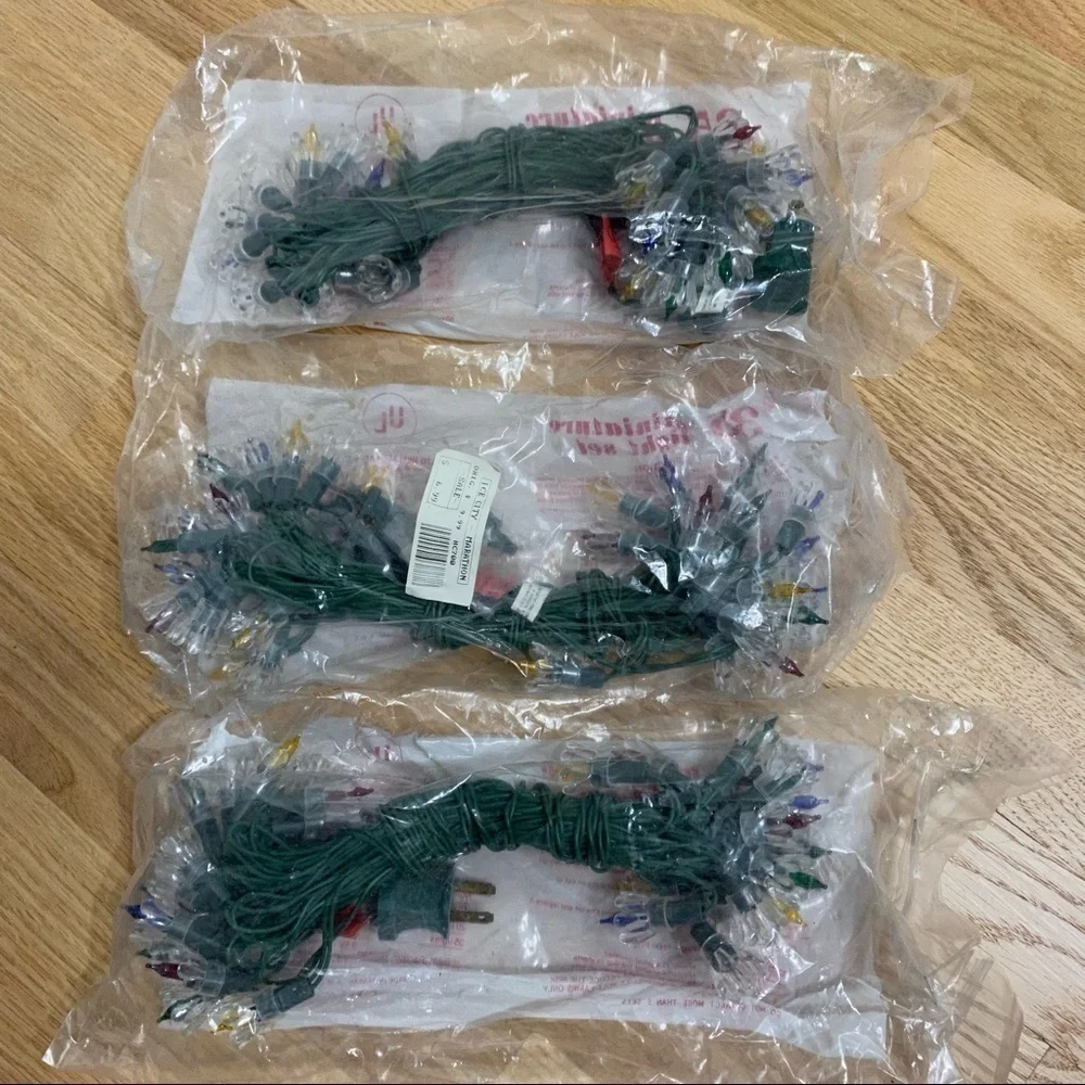 Vintage Flower Petal Reflector Christmas Lights 3 Sets Multi Color NEW Deadstock